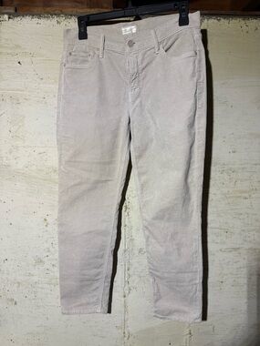 Mother The Dropout Womens 26 Cream Beige Ankle Fray Corduroy Skinny Stretch